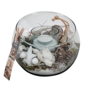 Kerstdecoratie in glas wit